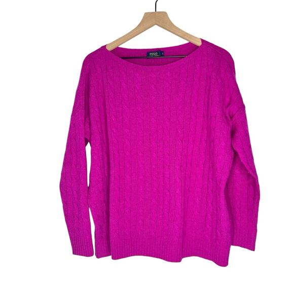 Polo Ralph Lauren Wool Cashmere Cable Knit Sweater Purple Size M - Picture 1 of 5